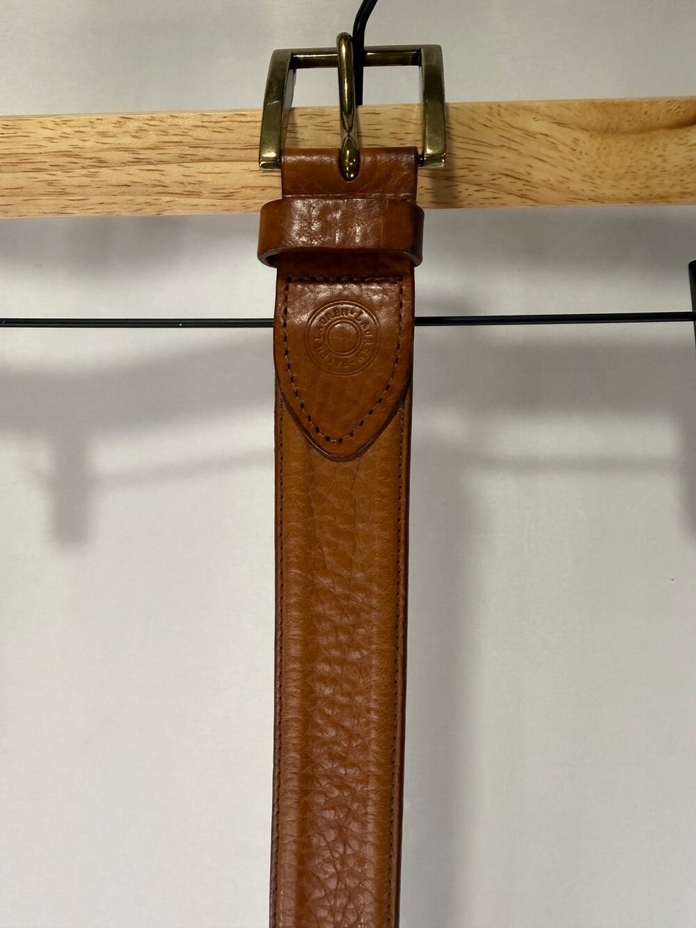 Lauren Ralph Lauren Genuine Leather Belt Brown Cognac Brass Buckle Size 32